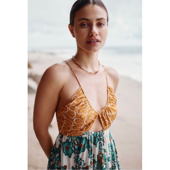 NEW By Anthropologie The Alani Swim Maxi Dress Cut-Out Swim Beach Cover-Up Large - Picture 4 of 4